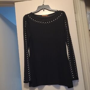 Belldini Black Long Sleeve Top with Studded Accents